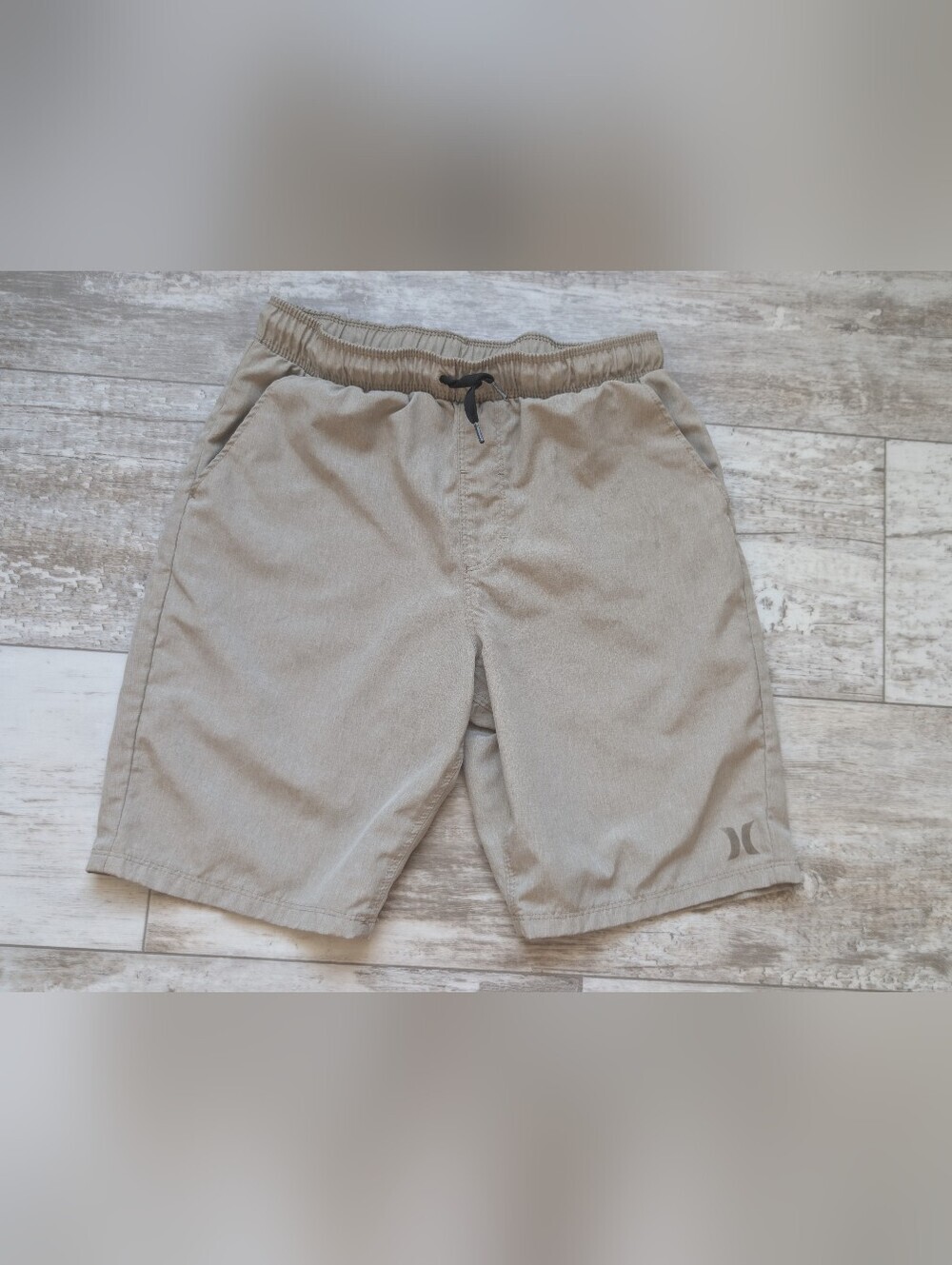 Hurley Boys Tan Elastic-Waist Shorts with Drawstring